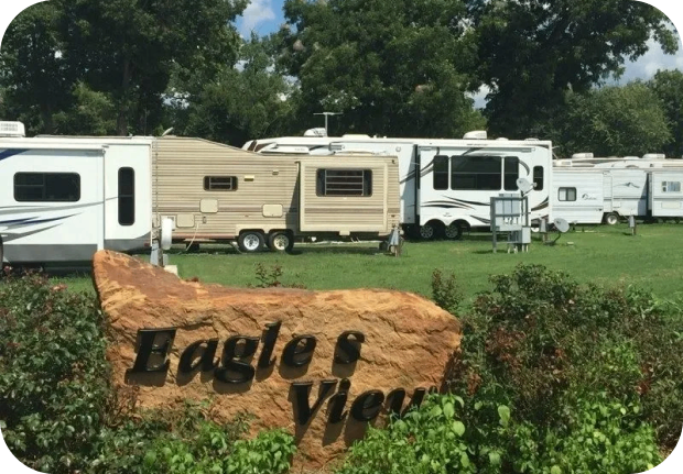 image RV park with "Eagle's View" sign.